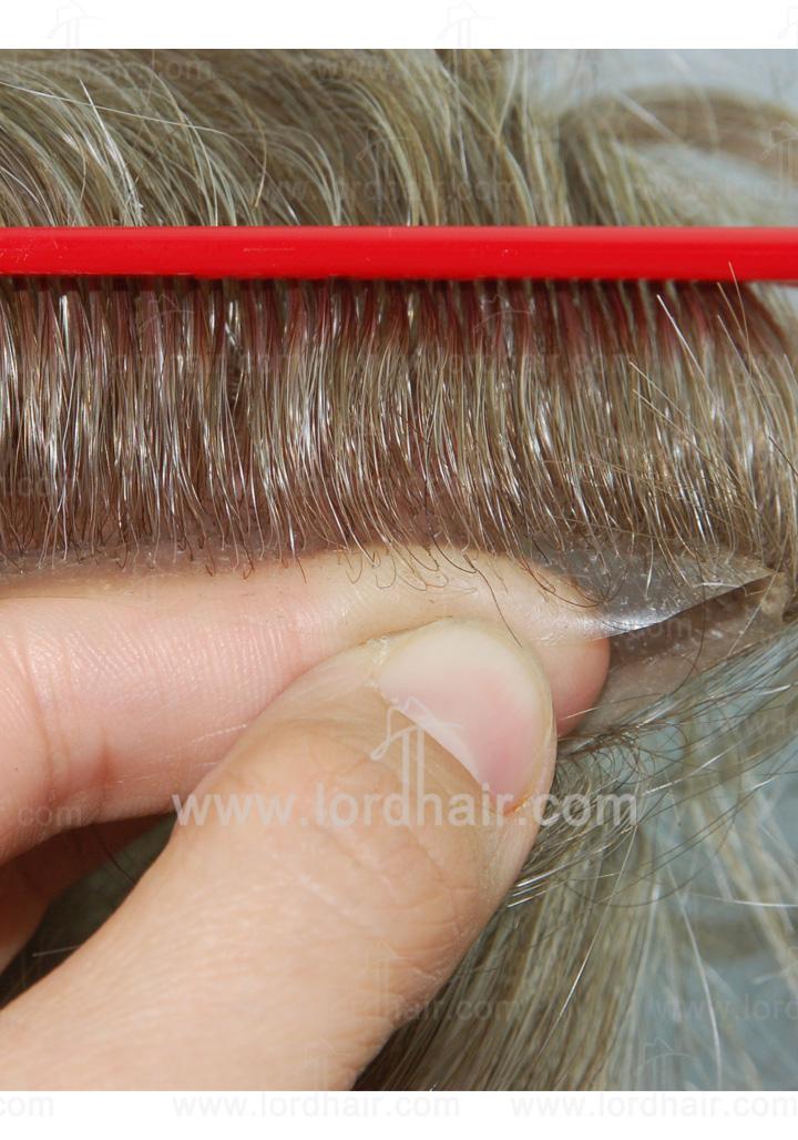 JQ238: Transparent skin injected hair replacement men's toupee