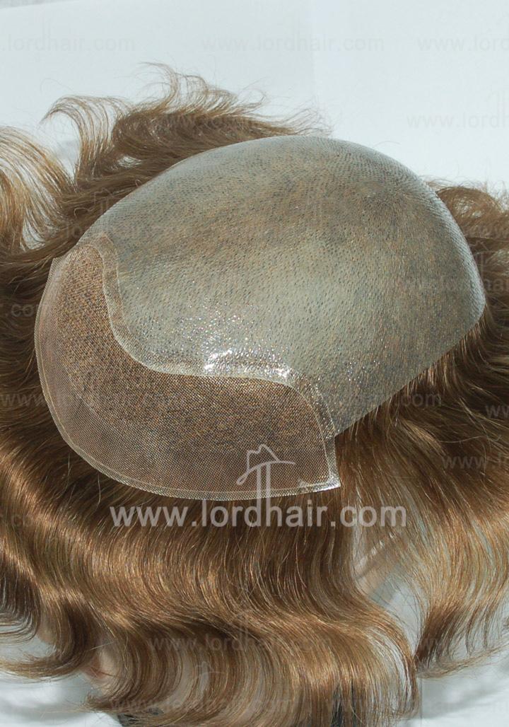JQ344: Super thin skin with 1" fine welded mono front, Hair replacement system, men's toupee