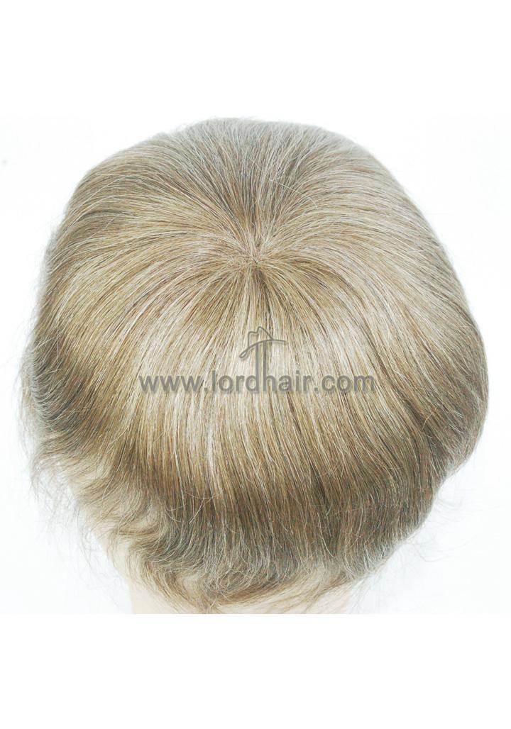 JQ916: Fine mono with skin with gauze perimeter, the most natural hair toupee