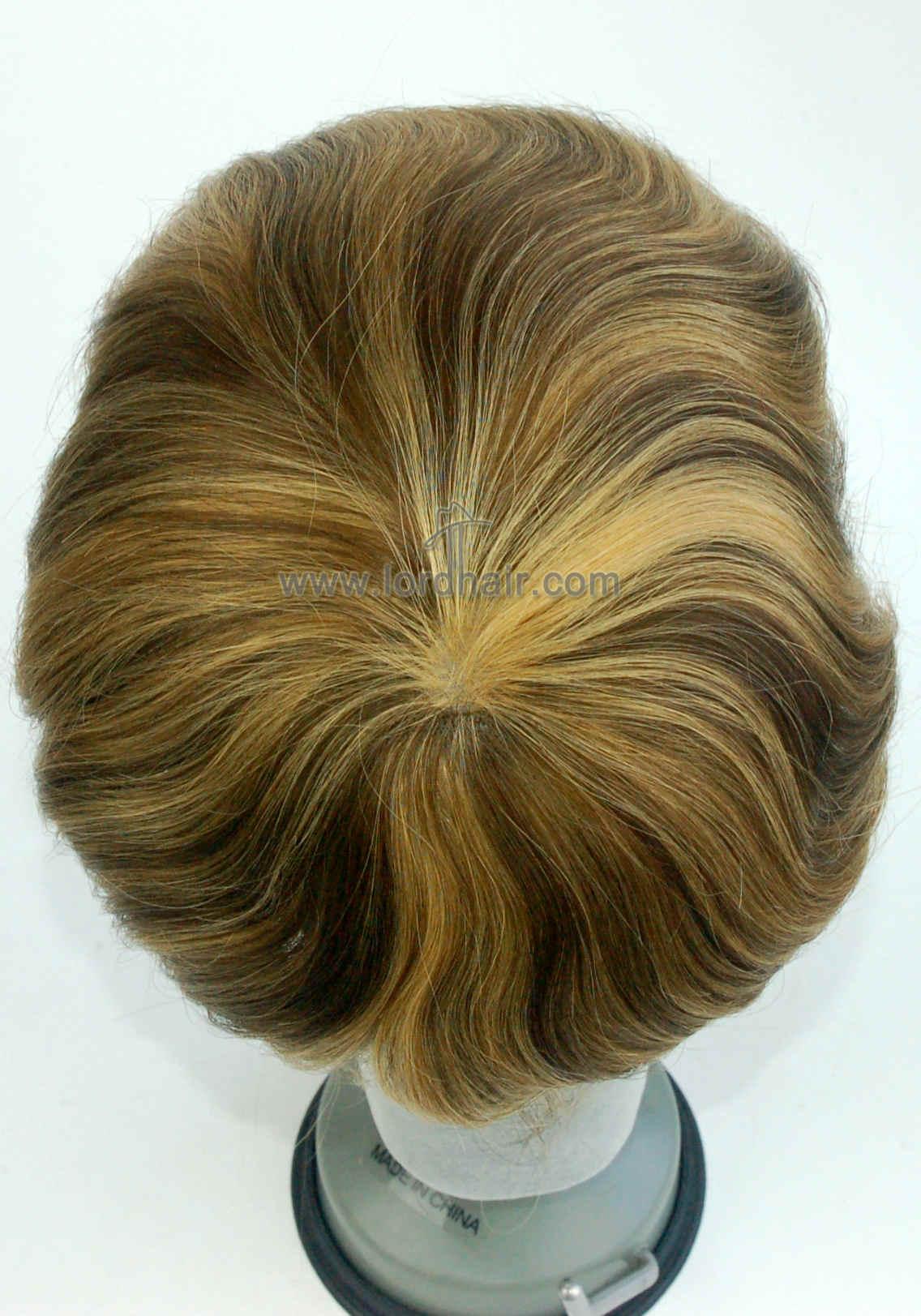 YJ762: French Lace Base with Poly Sides and Back Human Hair Toupee