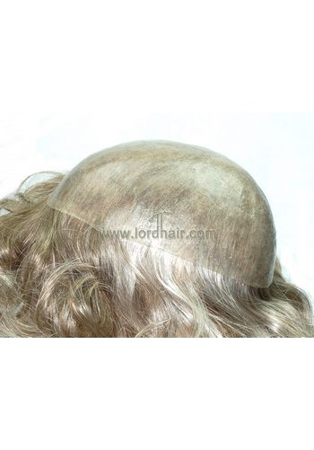 Transparent skin injected hair replacement men's toupee