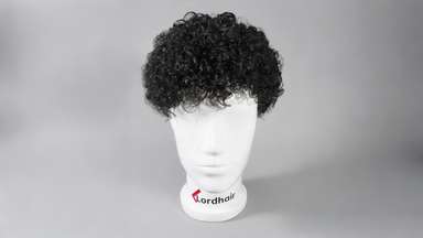 10mm Curl Super Thin Skin Base V-looped Stock Mens Hair Pieces-image-2