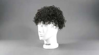 15mm Curl Super Thin Skin Base V-looped Stock Mens Hair Pieces-image-3