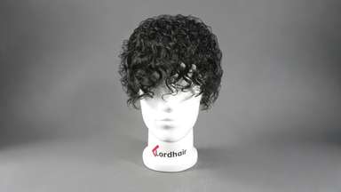 20mm Curl Super Thin Skin Base V-looped Stock Mens Hair Pieces-image-1