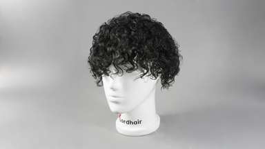 20mm Curl Super Thin Skin Base V-looped Stock Mens Hair Pieces-image-4