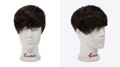 LD009 | Pre-Cut Stock Men’s Hair System with Bangs Hairstyle-image-1