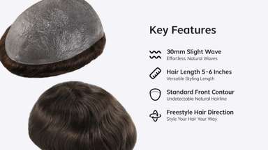 UTS | 0.03mm Ultra Thin Skin V-looped Stock Men's Hairpieces - Celebs' Top Choice-image-9