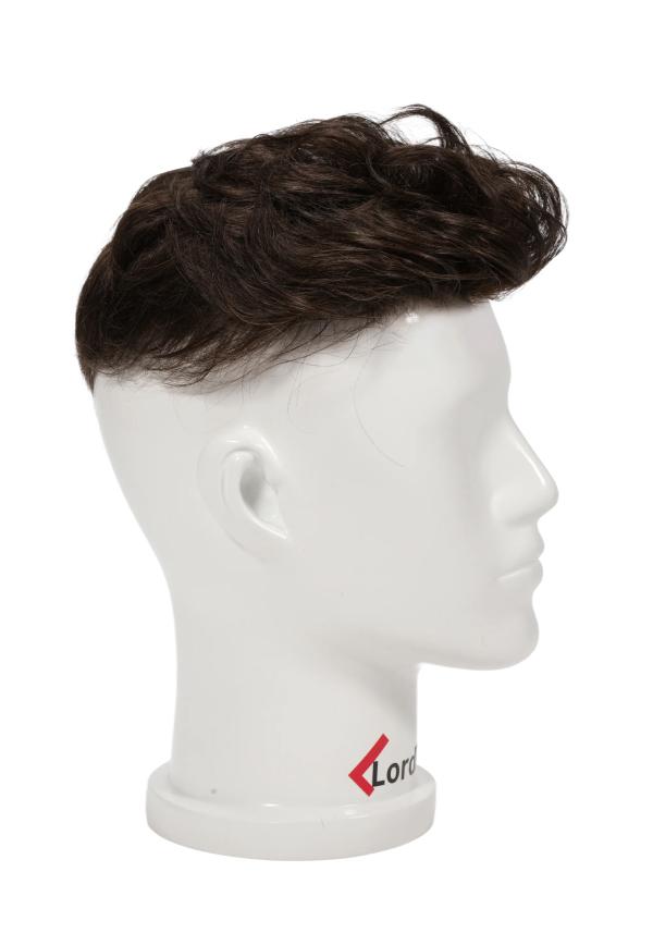 Thin Skin Hairpiece for Men with Swept-Back Hairstyle
