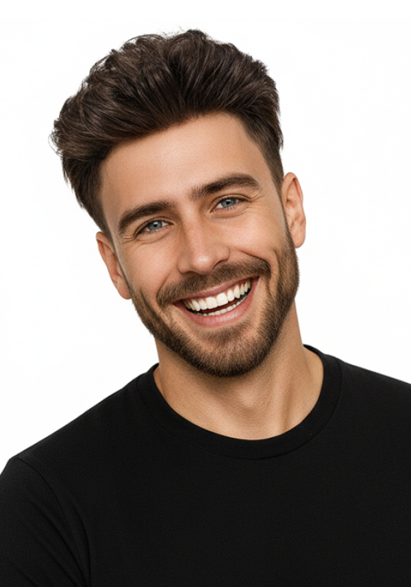 Swept-Back Hairstyle