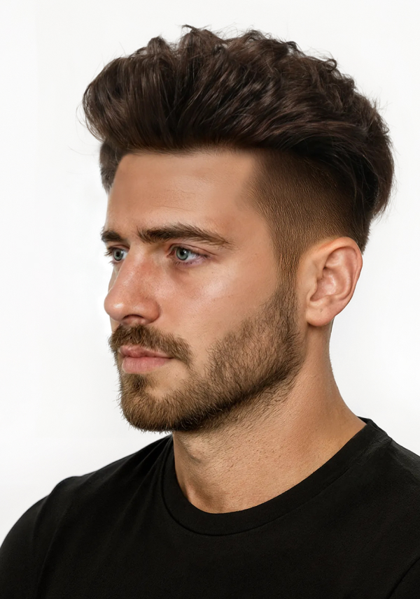 Swept-Back Hairstyle