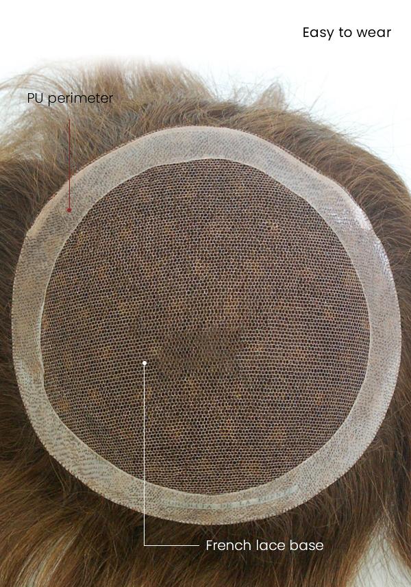 Breathable French Lace with PU Patch Base Human Hair System