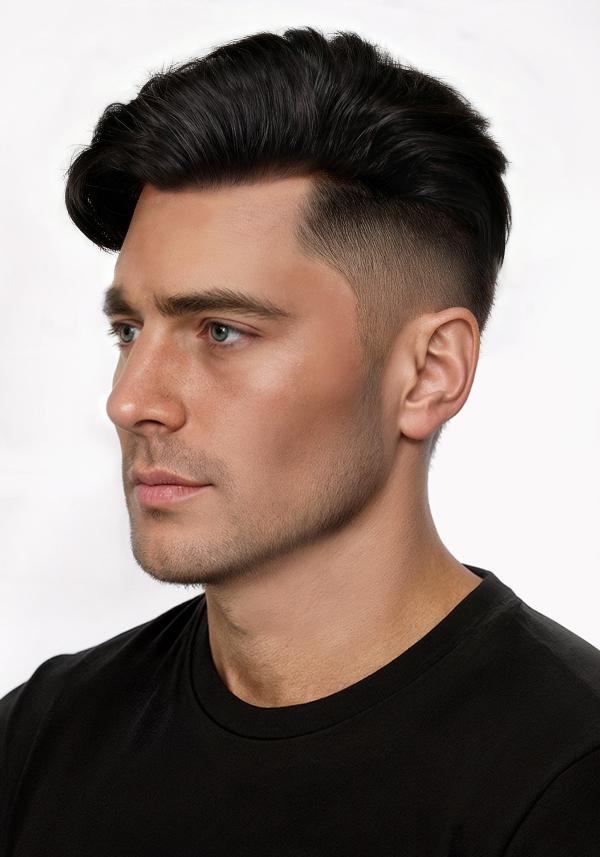 Pre-Cut Hairpiece with Slicked-Back Voluminous Hairstyle for Men