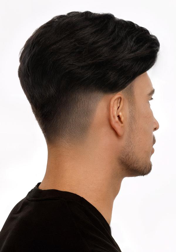 Pre-Cut Hairpiece with Slicked-Back Voluminous Hairstyle for Men