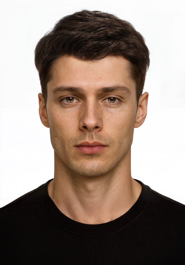 Pre-styled hair system with a quiff style