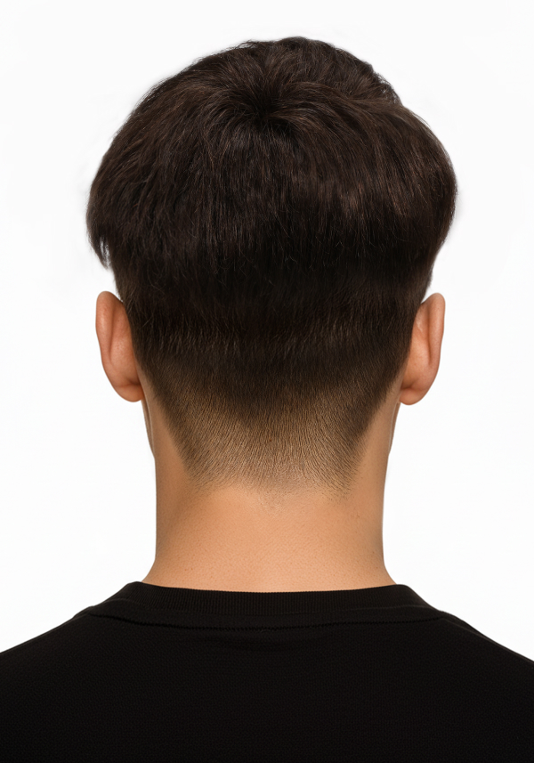 Pre-styled hair system with a quiff style
