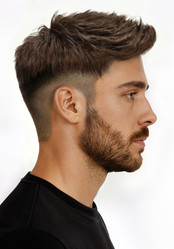 Pre-Cut Hairpieces with Sleek Side Fade Hairstyle