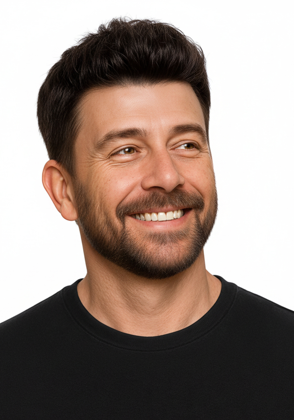 Pre-Cut Hairpiece with Textured Pompadour Hairstyle for Men