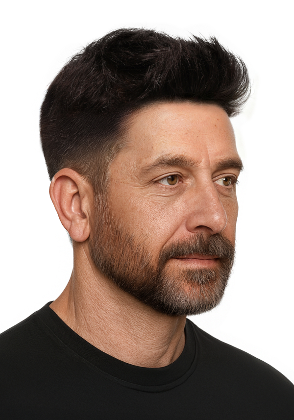 Pre-Cut Hairpiece with Textured Pompadour Hairstyle for Men