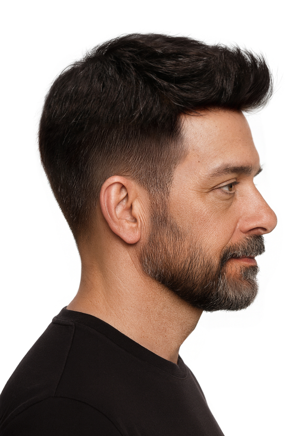 Pre-Cut Hairpiece with Textured Pompadour Hairstyle for Men