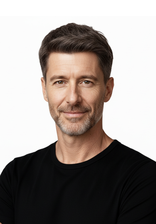 Pre-Cut Hairpiece with Short Quiff Hairstyle for Men