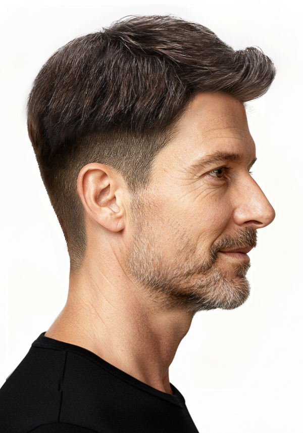 Pre-Cut Hairpiece with Short Quiff Hairstyle for Men