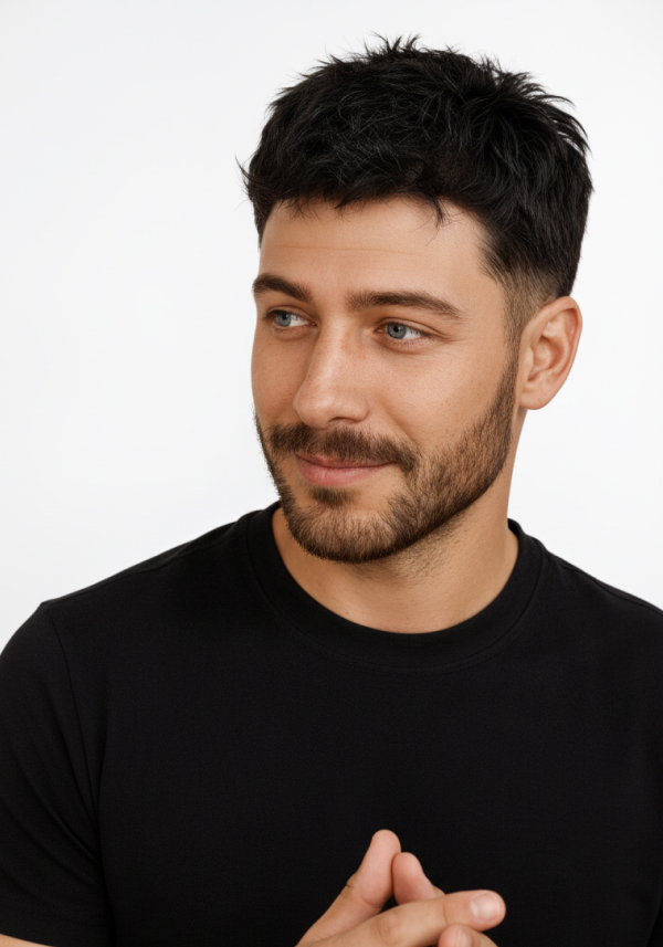 Men's Hair System with Low Fade Cut Hairstyle