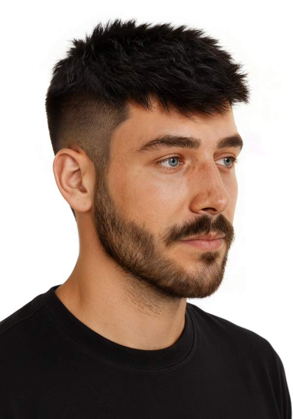 Men's Hair System with Low Fade Cut Hairstyle