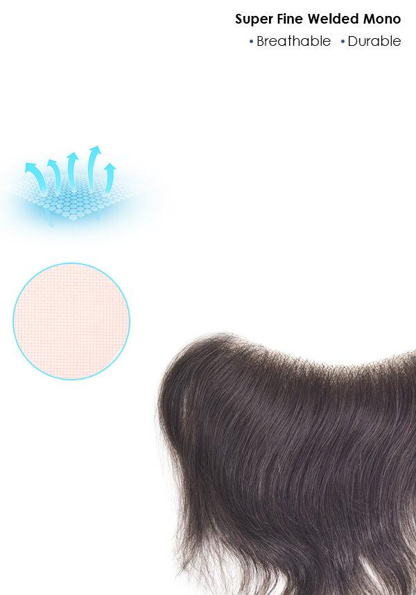 Men's Frontal Hairpiece with Super Fine Welded Mono