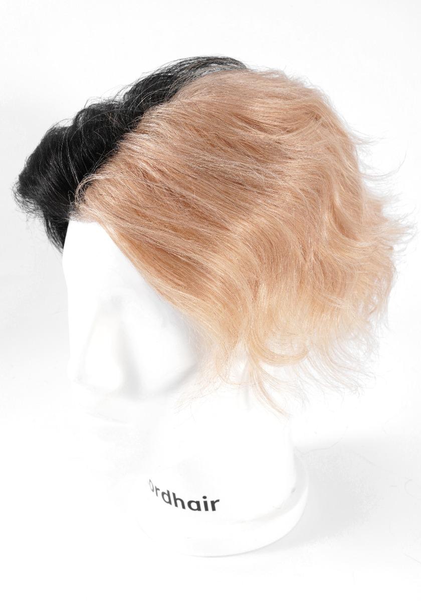 Half-Black Half-Blonde Halloween Lace Hair System