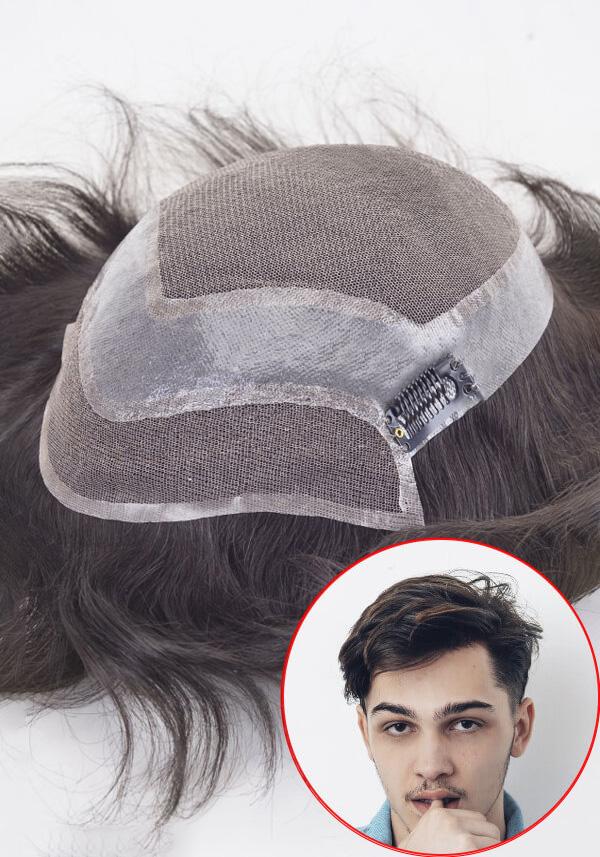 Hollywood lace: Men's Clip Hair System with Lace Front