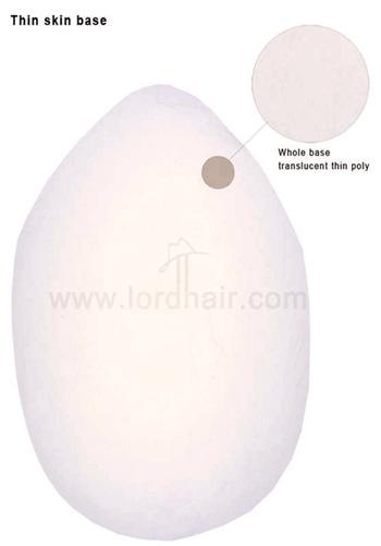HS1-1B40: Super Thin Skin Base Human Hair Toupee Stock Pieces - Color #1B with 40% Synthetic Grey Hair