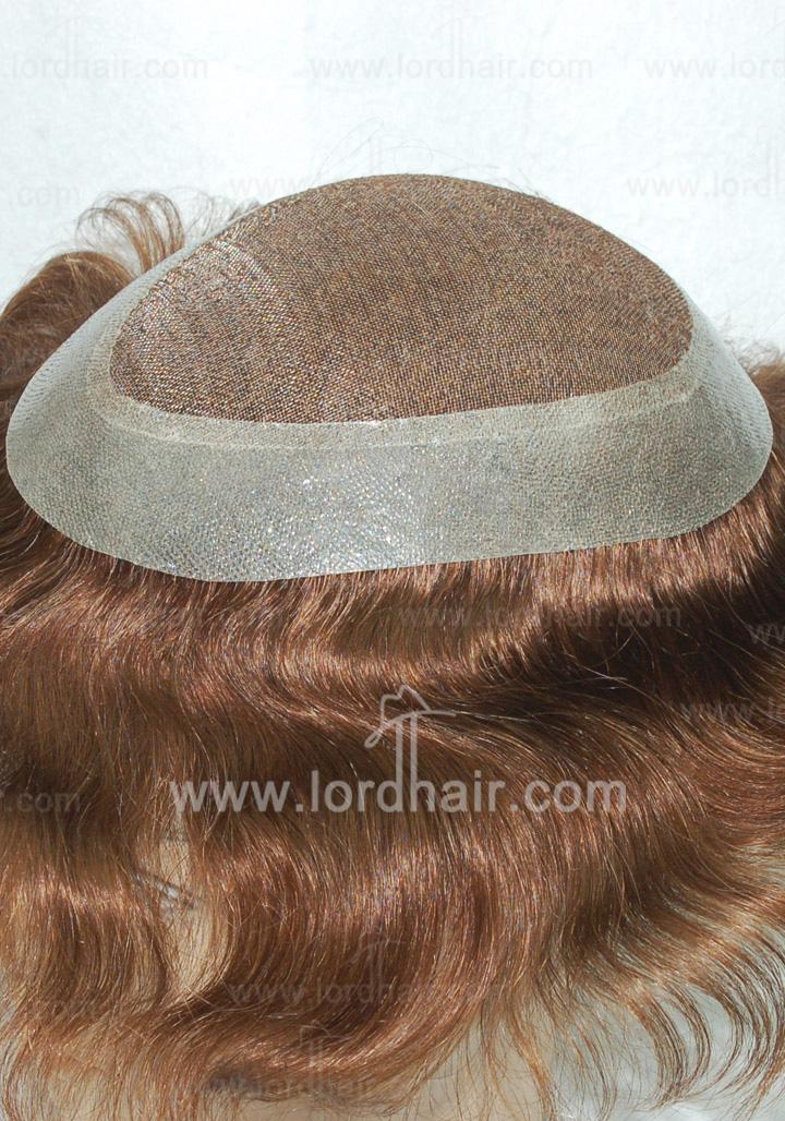 JQ354: Fine welded mono center with 1" thin skin all around hair replacement system