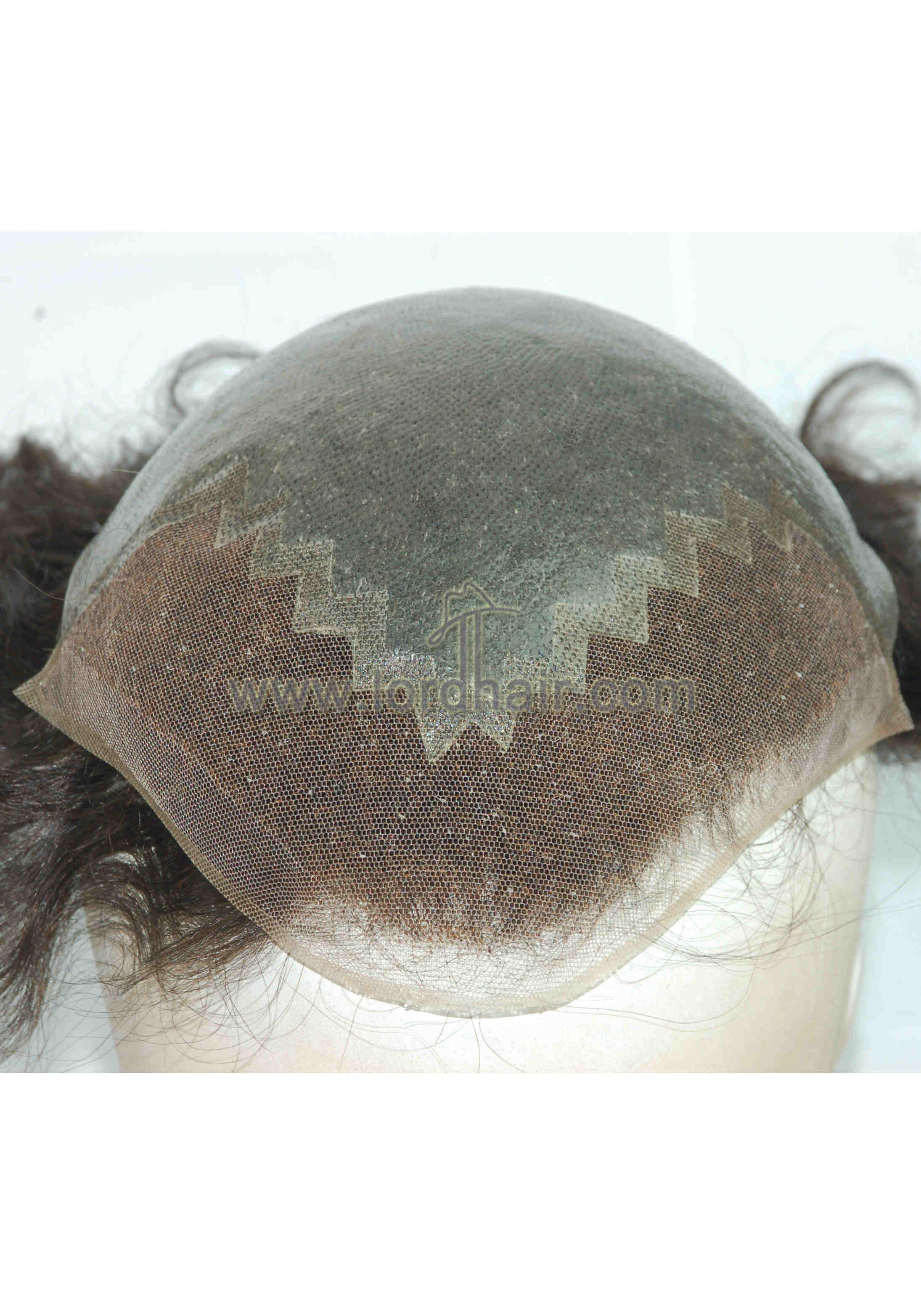 Super thin skin base with French lace front, Hair replacement system, men's toupee