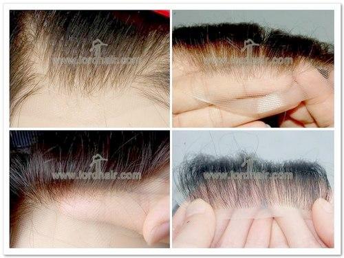 Super thin skin base with French lace front, Hair replacement system, men's toupee
