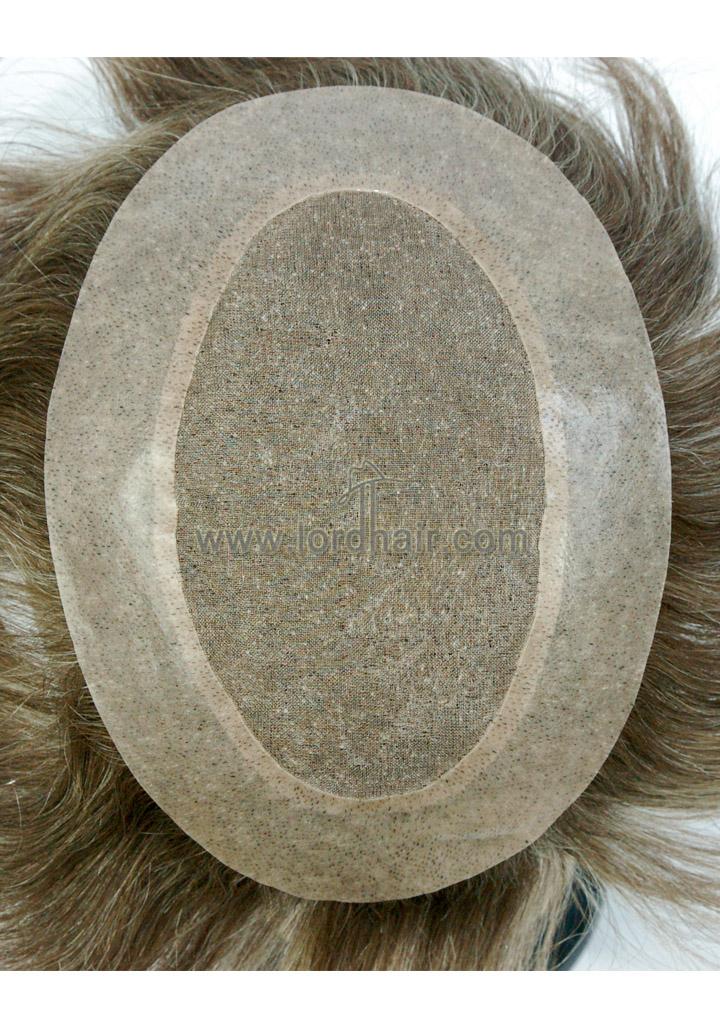 JQ916: Fine mono with skin with gauze perimeter, the most natural hair toupee