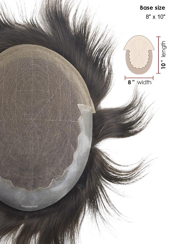 French lace front with poly side and back stock hairpiece