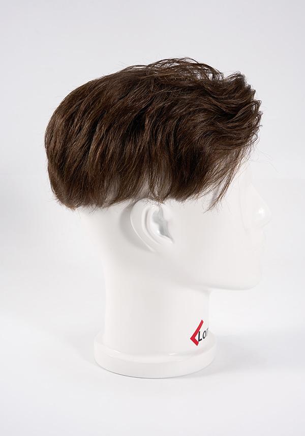 mens hair system with side-parted style