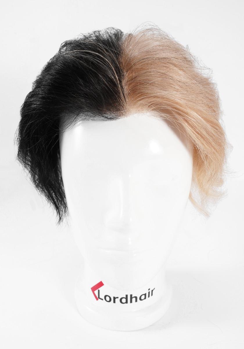Half-Black Half-Blonde Halloween Lace Hair System