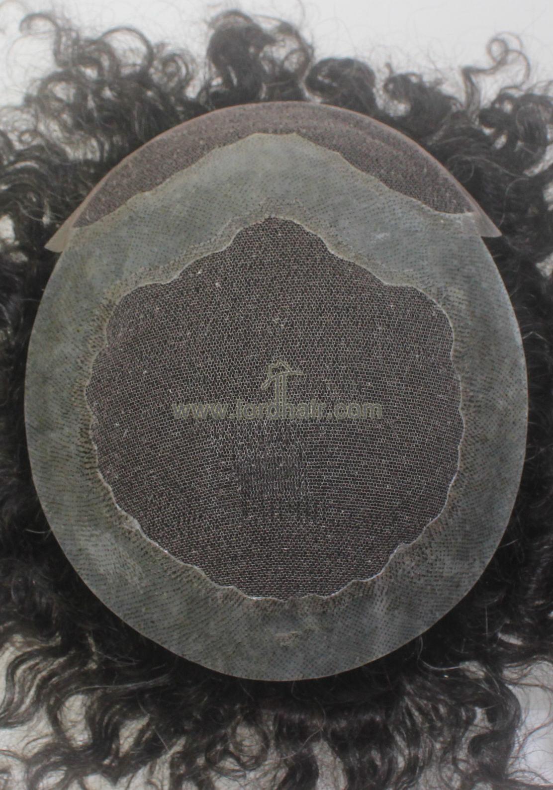YJ1107: French Lace with Thin Skin Base Indian Human Hair Toupee