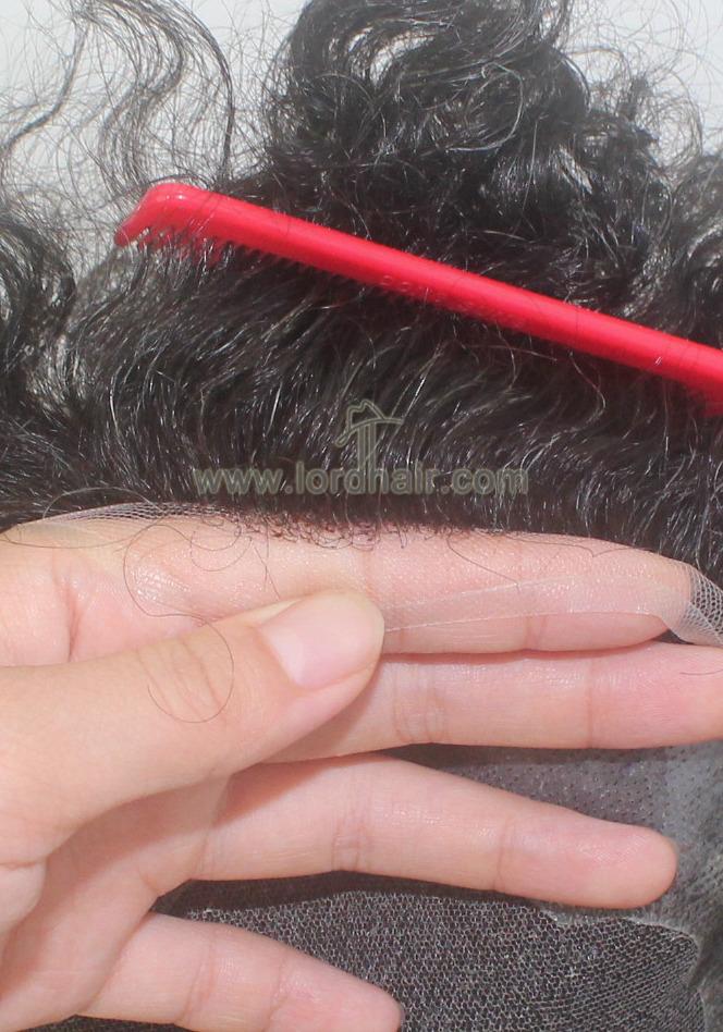 YJ1107: French Lace with Thin Skin Base Indian Human Hair Toupee