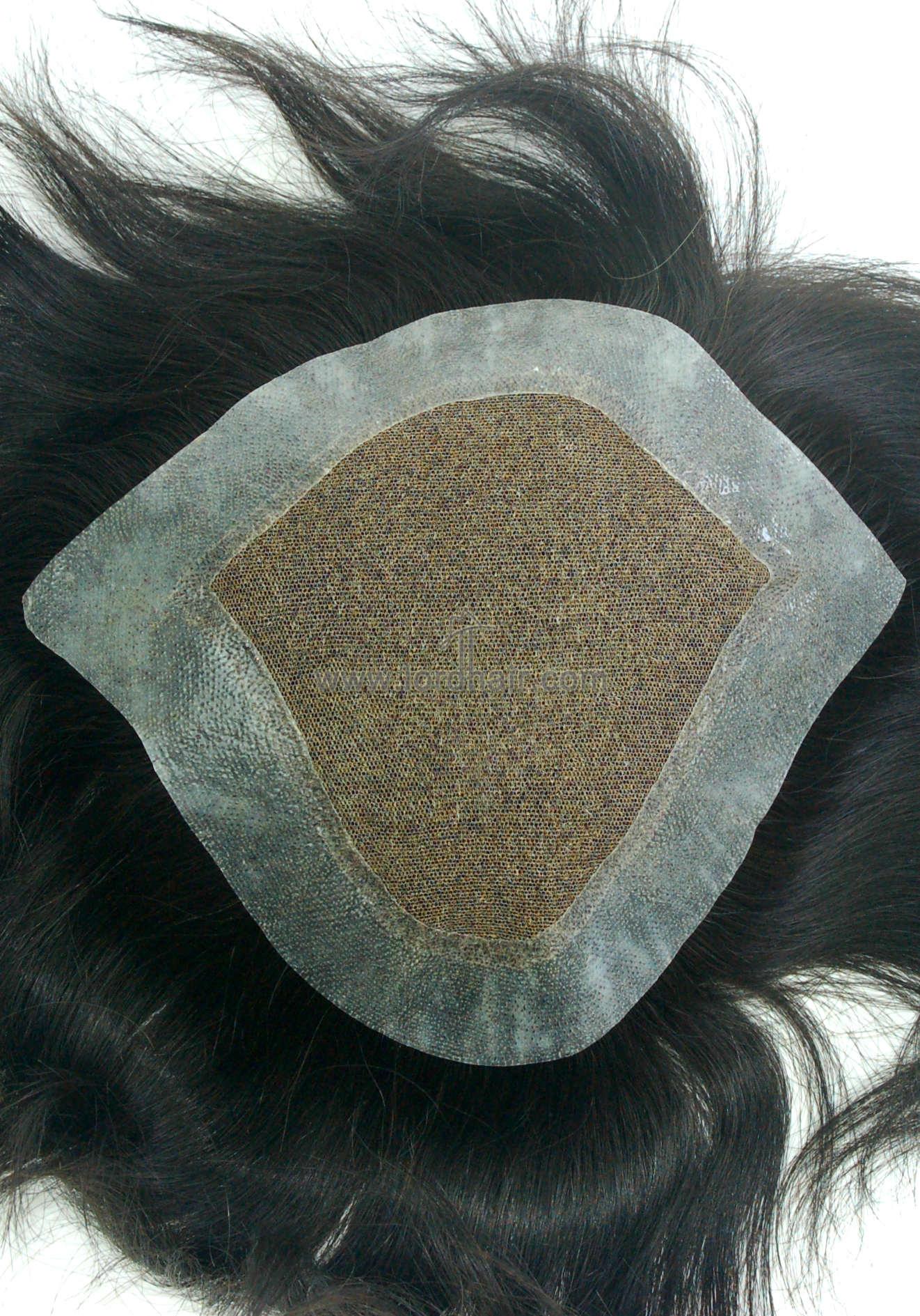 YJ637: French Lace with Transparent Skin Indian Human Hair Toupee For Men