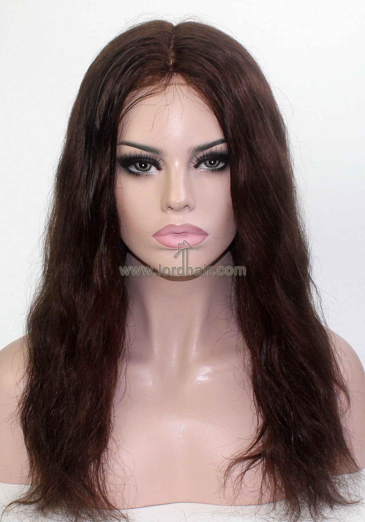 YJ881: Thin Skin Cap Indian Human Hair Lace Front Hair System