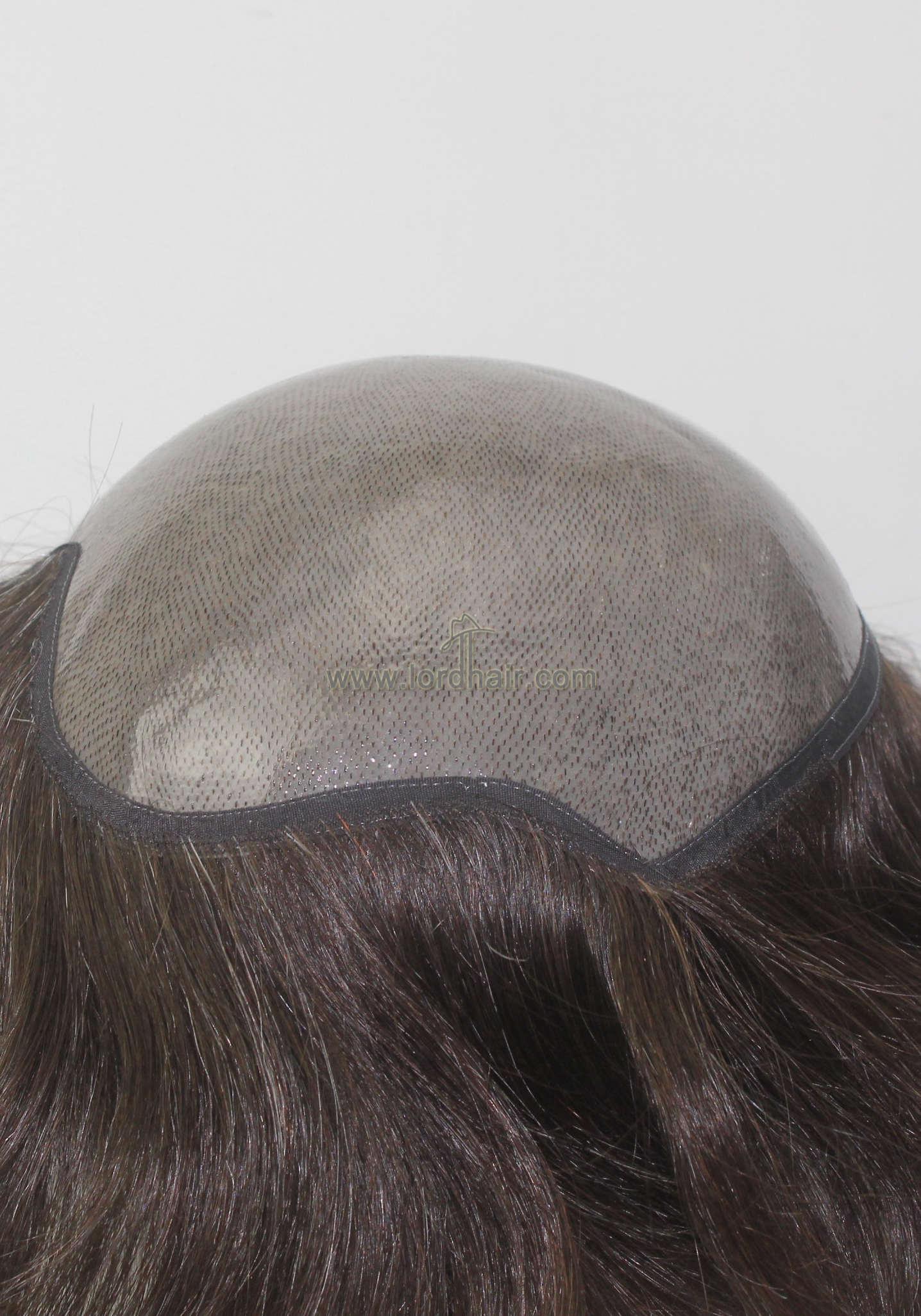 YJ979: Thick Skin Base with Ribbon Edge Indian Human Hair Toupee