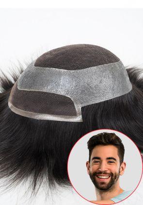 French Lace Men’s Hair System with a Thin Skin Perimeter and Lace Front