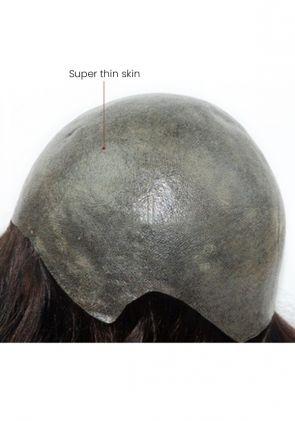 All thin poly full head toupee, injection technique, European hair toupee