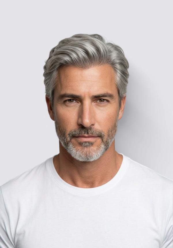 Neo Silver | Full French Lace and Skin Base Hair System with 110% Density