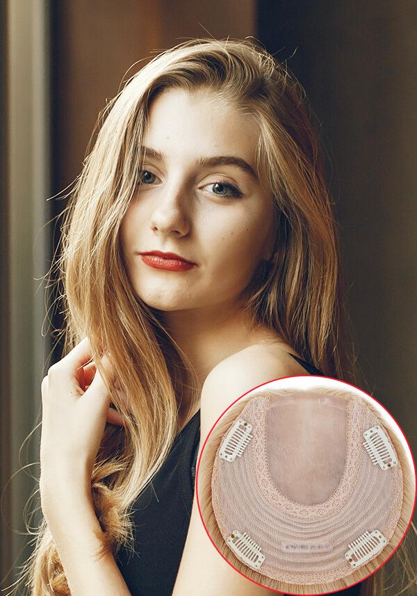 Summer | Clip-On Stretch Mesh Hairpiece for Women with Thin Skin and Silk Mono Top 