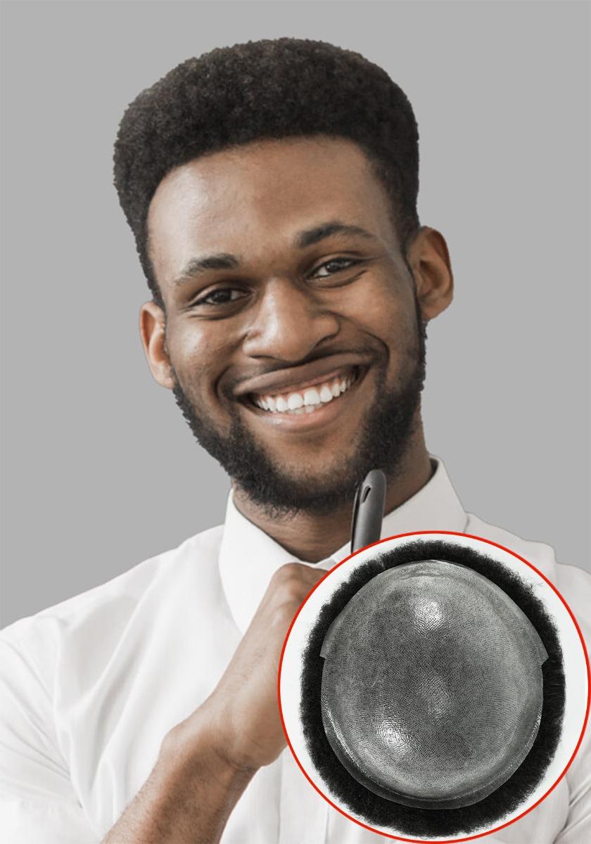 SuperSkin Afro | African American Men’s Hair System with 0.08mm skin base