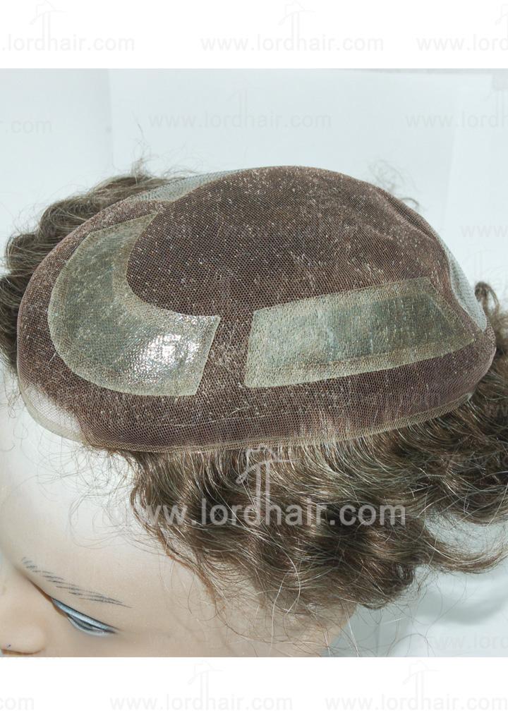 JQ317: French lace with super thin skin tape tab perimeter hair replacement system