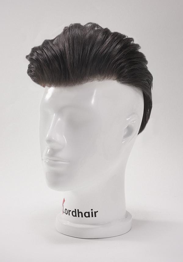 Men's Hairpiece with Swept-Back Hairstyle